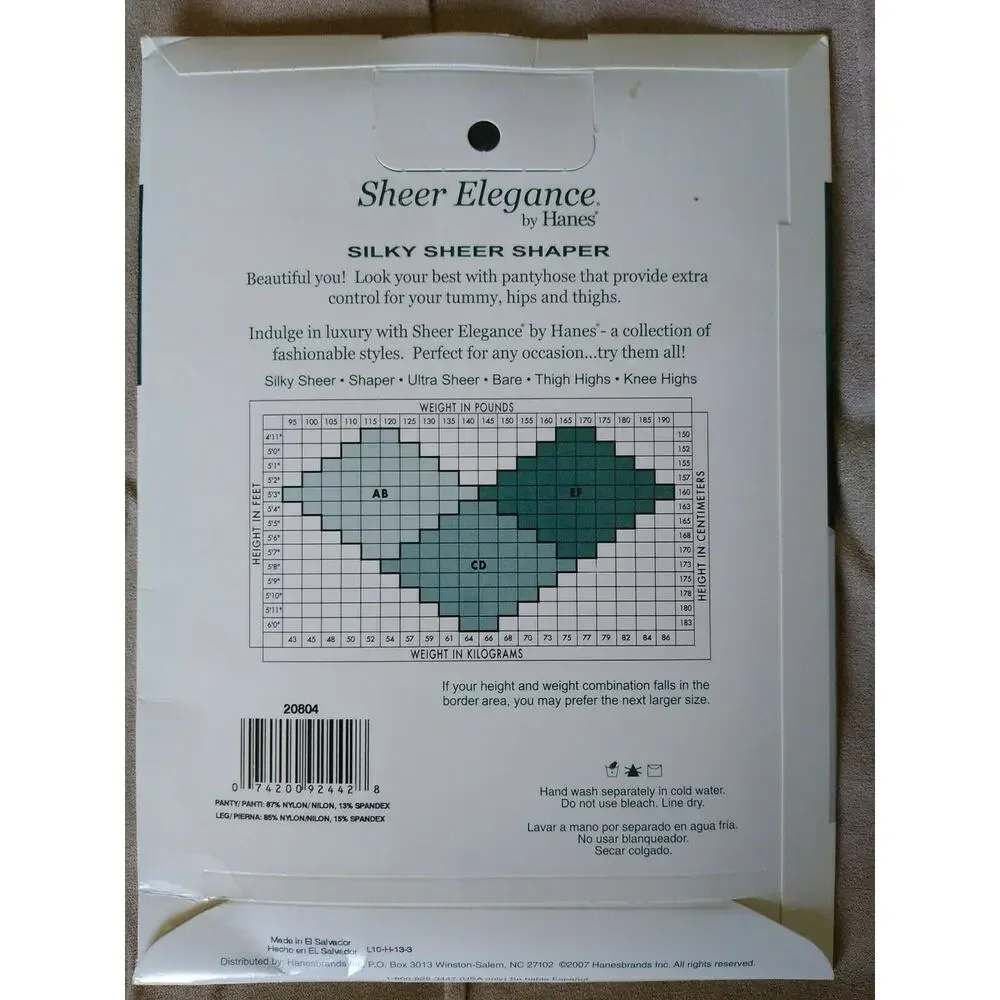 Vintage Sheer Elegance by Hanes Silky Sheer Thigh Highs Size CD / Onyx Sheer Toe
